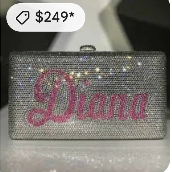 NWOT Crystal Bling Lauren Personalized Clutch / Purse - Picture 9 of 10